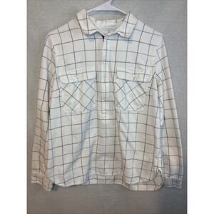 J.Crew Flannel Pullover Womens Shirt Medium Half Zip Plaid Long Sleeve Soft Warm